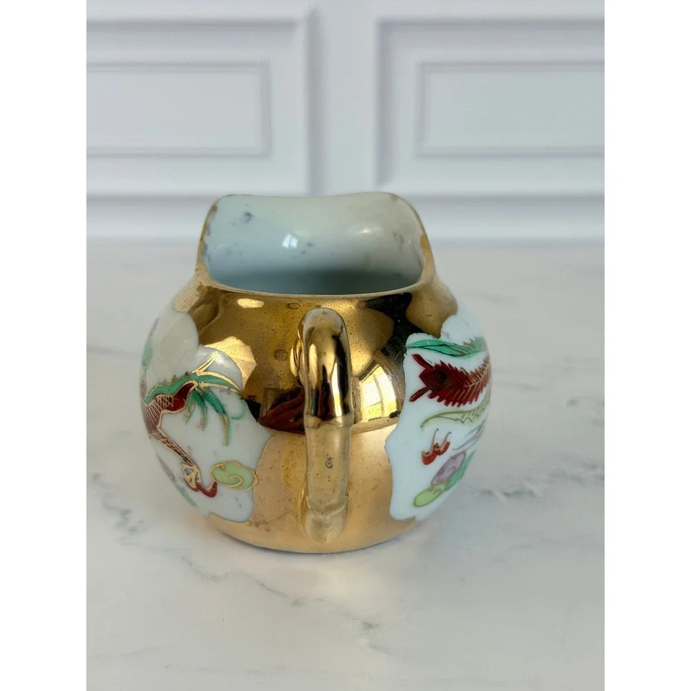 VTG Asian DragonWare and Phoenix 22K Gilded Sugar and Creamer